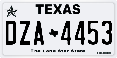 TX license plate DZA4453