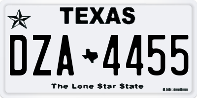 TX license plate DZA4455