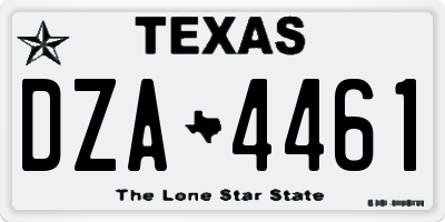TX license plate DZA4461