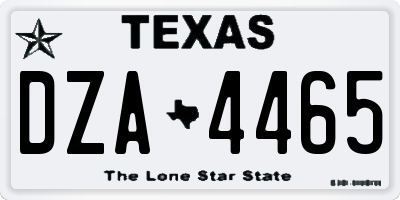 TX license plate DZA4465