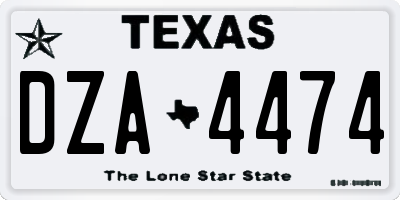 TX license plate DZA4474