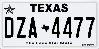 TX license plate DZA4477