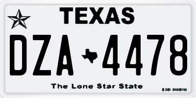 TX license plate DZA4478