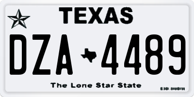 TX license plate DZA4489