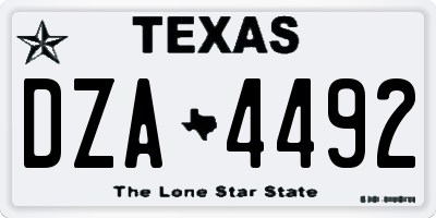 TX license plate DZA4492