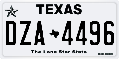 TX license plate DZA4496