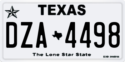 TX license plate DZA4498