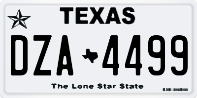 TX license plate DZA4499