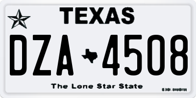 TX license plate DZA4508