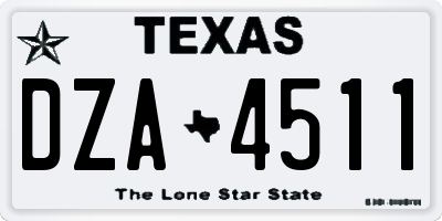 TX license plate DZA4511