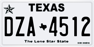 TX license plate DZA4512