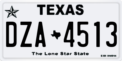 TX license plate DZA4513