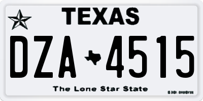 TX license plate DZA4515