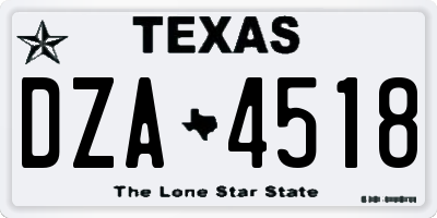 TX license plate DZA4518