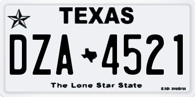 TX license plate DZA4521