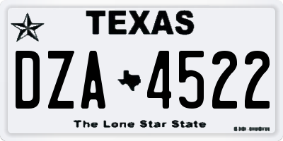 TX license plate DZA4522