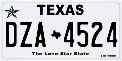 TX license plate DZA4524