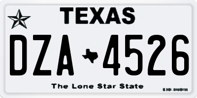 TX license plate DZA4526