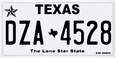 TX license plate DZA4528