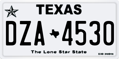 TX license plate DZA4530