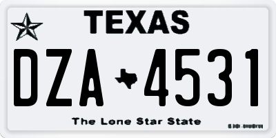 TX license plate DZA4531