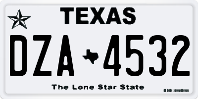 TX license plate DZA4532