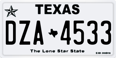 TX license plate DZA4533