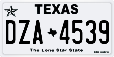TX license plate DZA4539