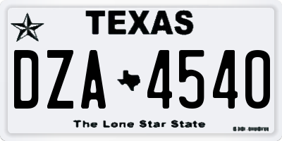 TX license plate DZA4540