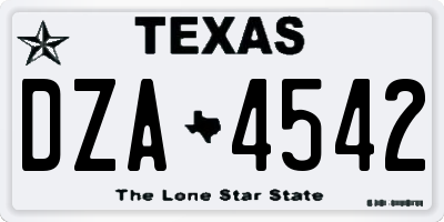 TX license plate DZA4542