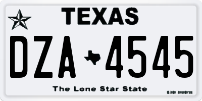 TX license plate DZA4545