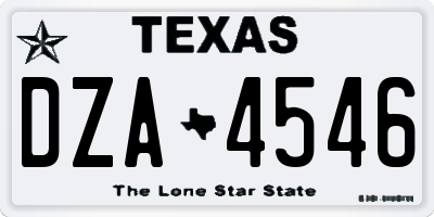 TX license plate DZA4546