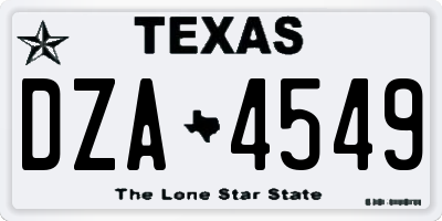 TX license plate DZA4549