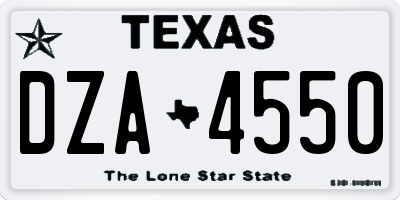 TX license plate DZA4550