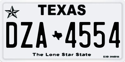 TX license plate DZA4554
