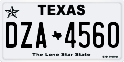 TX license plate DZA4560