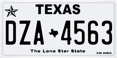 TX license plate DZA4563