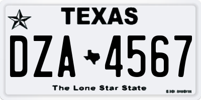 TX license plate DZA4567