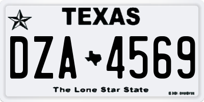 TX license plate DZA4569