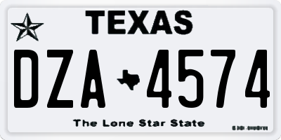 TX license plate DZA4574