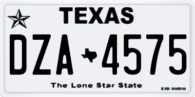TX license plate DZA4575