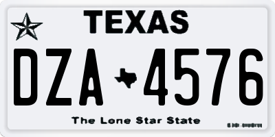 TX license plate DZA4576