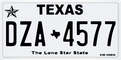 TX license plate DZA4577