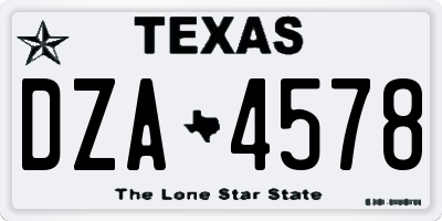 TX license plate DZA4578