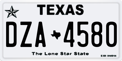 TX license plate DZA4580