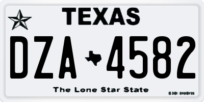 TX license plate DZA4582