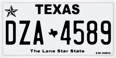 TX license plate DZA4589