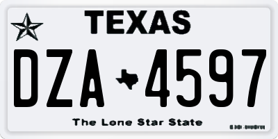 TX license plate DZA4597
