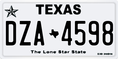 TX license plate DZA4598