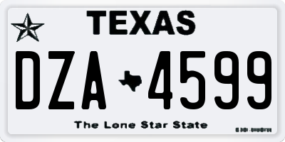 TX license plate DZA4599